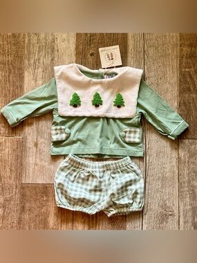 NEW Southern Darlin’ Smocks 3 m Christmas diaper set unisex